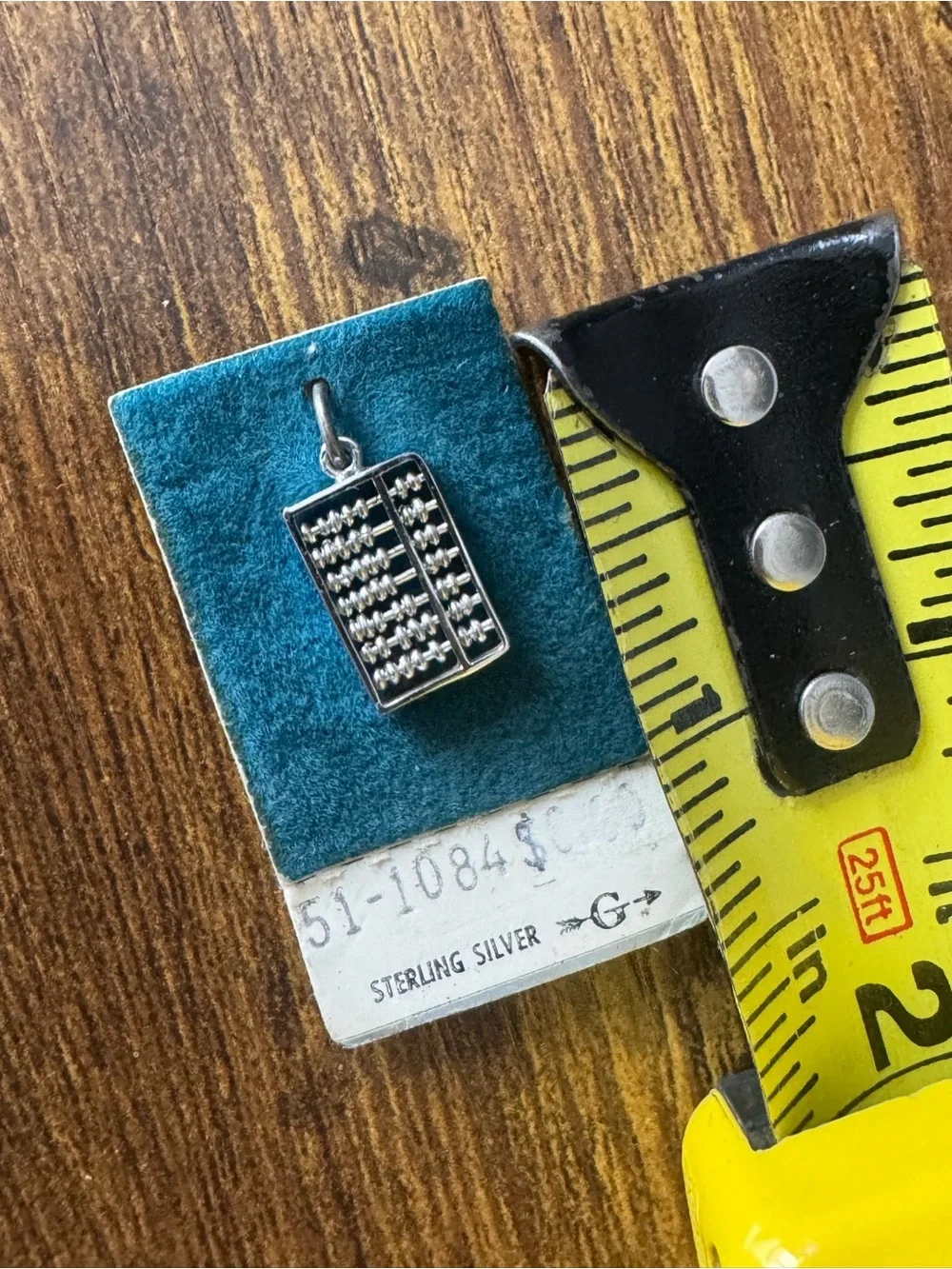 Vintage Sterling Silver Moving‎ Abacus Accountant Teacher Charm Pendant NOS Card